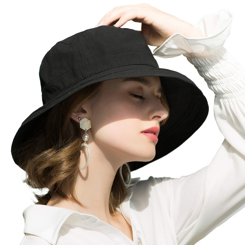 SOMALER Womens Cotton Wide Brim Sun Hats UPF51+ UV Packable Beach Hat Summer Bucket Cap for Travel - Image 2